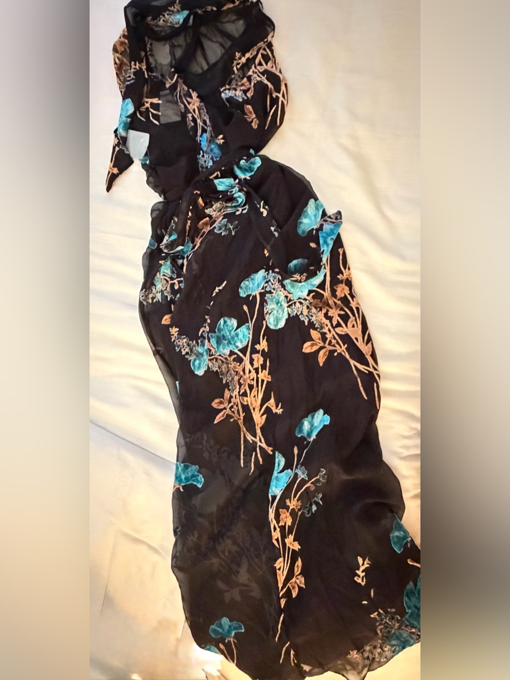 Julia Jordan Burnout Velvet Floral Maxi Dress Black Multi Size 6 NWT - Picture 7 of 12